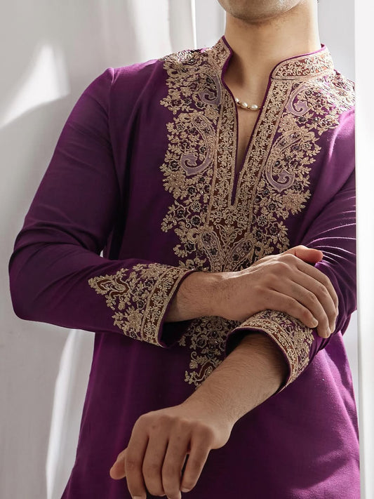 The Royal Purple Embroidered Kurta Set 3