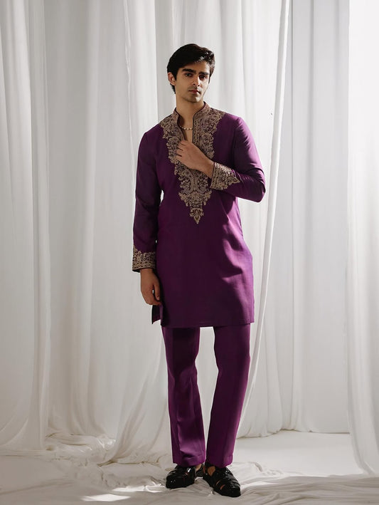 The Royal Purple Embroidered Kurta Set 3