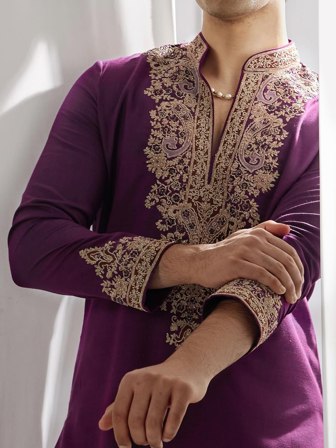 The Royal Purple Embroidered Kurta Set  3