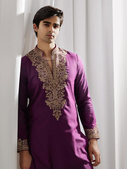 The Royal Purple Embroidered Kurta Set  3