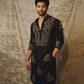 Designer Black Kurta Set with Gold Thread and Sequins Embroidery - Wedding & Festive Party Wear for Men