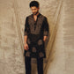 Designer Black Kurta Set with Gold Thread and Sequins Embroidery - Wedding & Festive Party Wear for Men