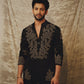 Designer Black Kurta Set with Gold Thread and Sequins Embroidery - Wedding & Festive Party Wear for Men