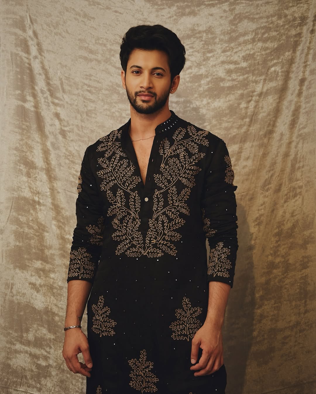 Designer Black Kurta Set with Gold Thread and Sequins Embroidery - Wedding & Festive Party Wear for Men