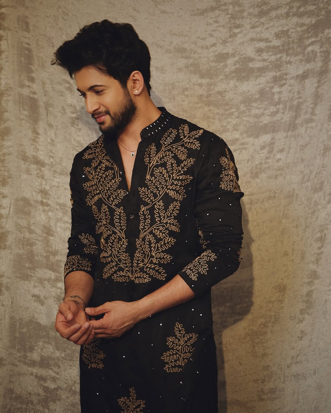 Designer Black Kurta Set with Gold Thread and Sequins Embroidery - Wedding & Festive Party Wear for Men