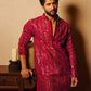 Deep Raspberry Hand-Embroidered Mirror Kurta