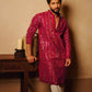 Deep Raspberry Hand-Embroidered Mirror Kurta