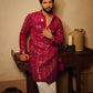 Deep Raspberry Hand-Embroidered Mirror Kurta
