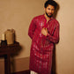 Deep Raspberry Hand-Embroidered Mirror Kurta