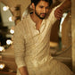 Luxury Ivory Sequins Work Men's Kurta Pajama Set - Haldi, Sangeet & Wedding Ethnic Wear