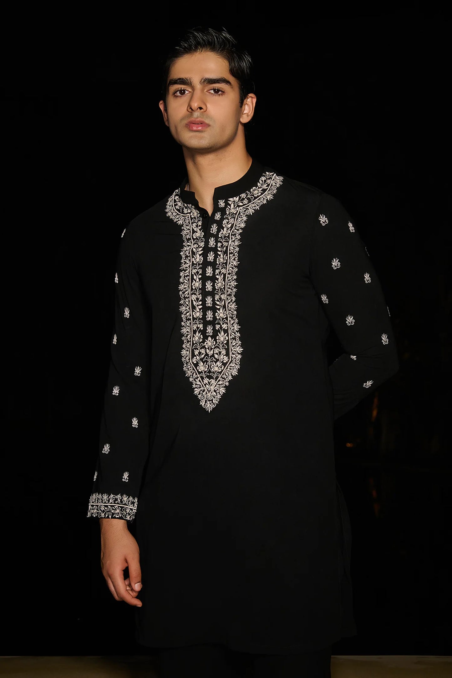 egal Black Embroidered Kurta Set - Ethnic Elegance
