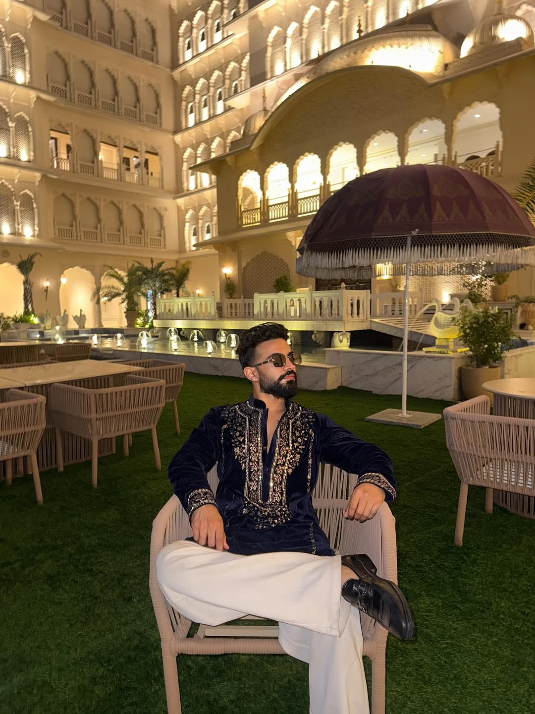 Designer Black Kurta Set with Gold Thread Leaf Embroidery