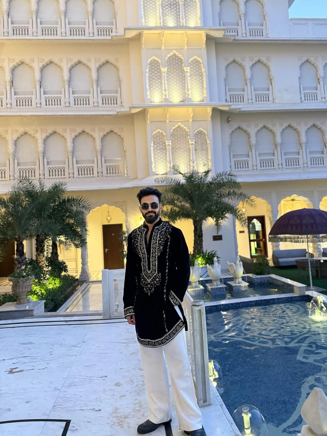 Designer Black Kurta Set with Gold Thread Leaf Embroidery