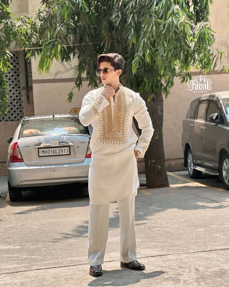 Men's Designer Slate Grey Silk Kurta 5