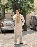 Men's Designer Slate Grey Silk Kurta 5