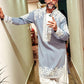 Steel Blue Embroidered Kurta 1