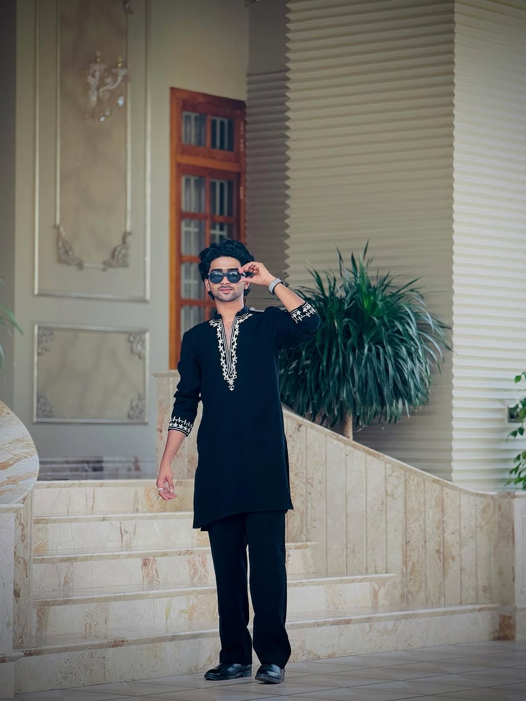 Regal Black Embroidered Kurta Set for Men