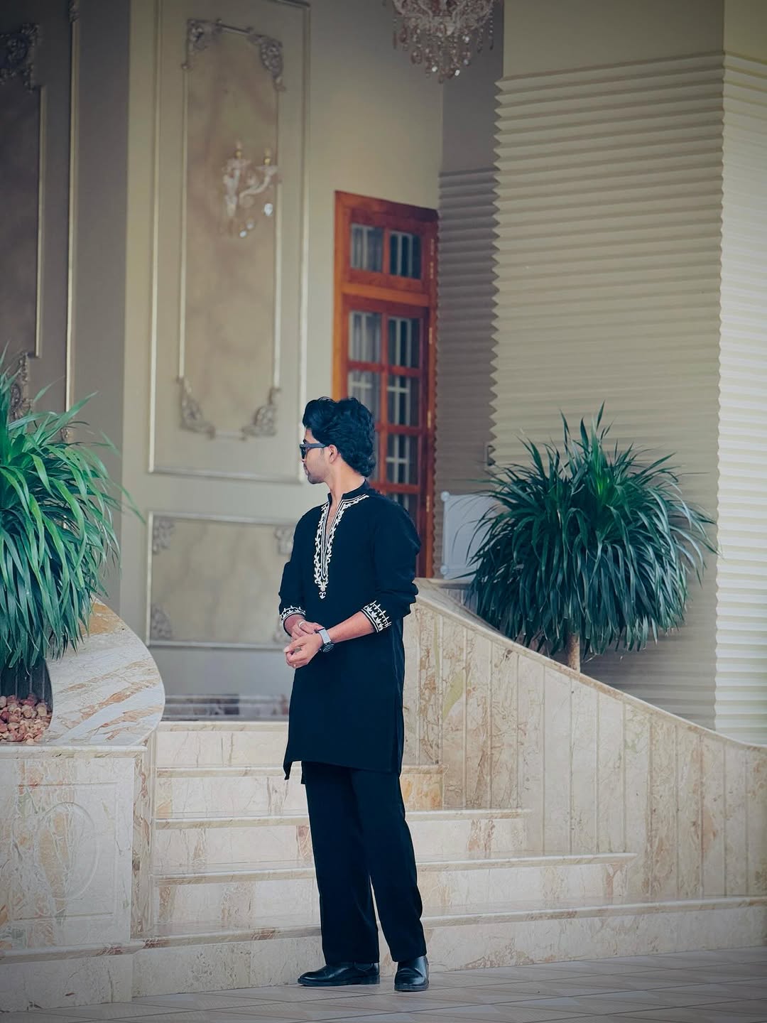 Regal Black Embroidered Kurta Set for Men