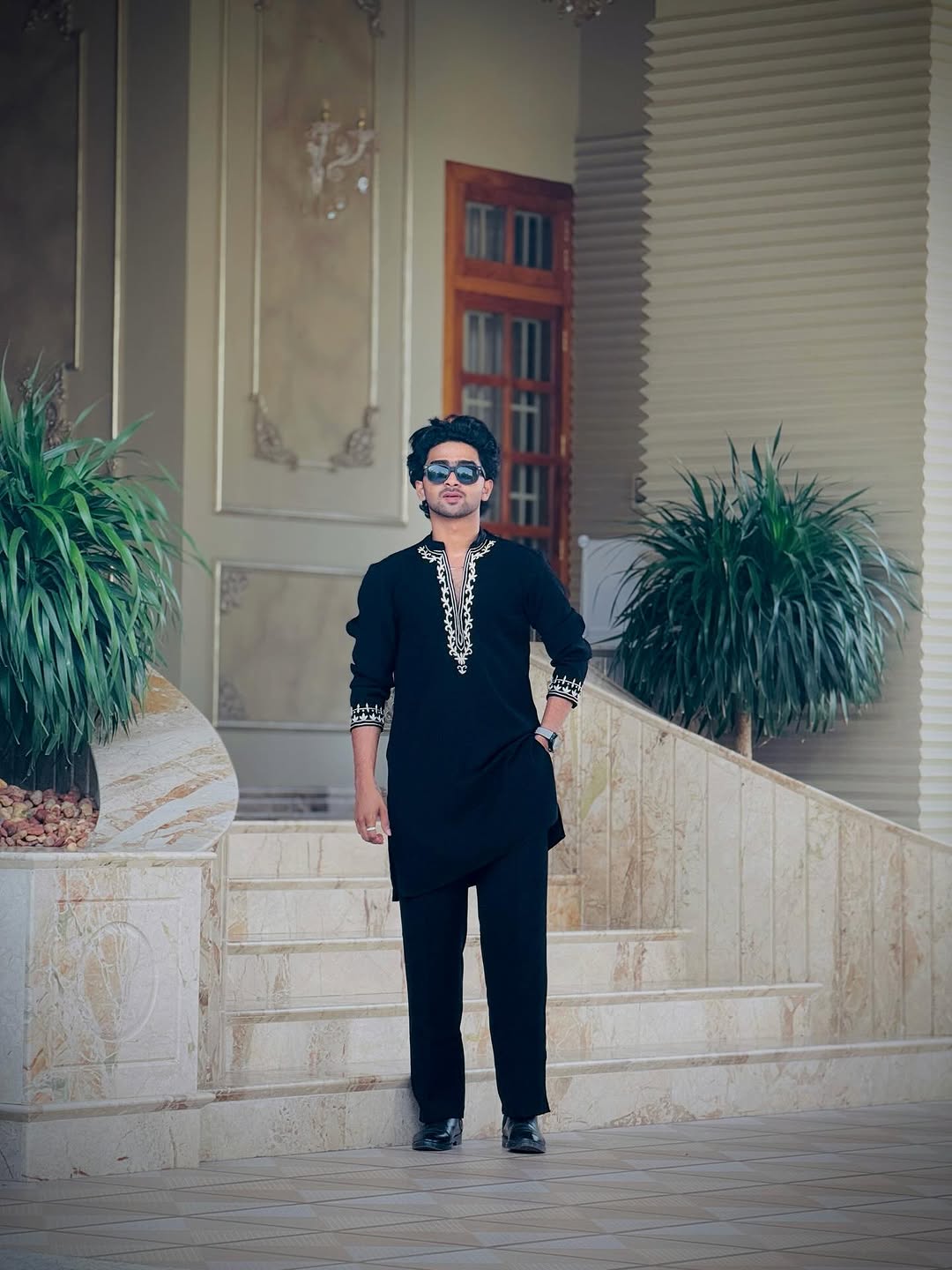 Regal Black Embroidered Kurta Set for Men