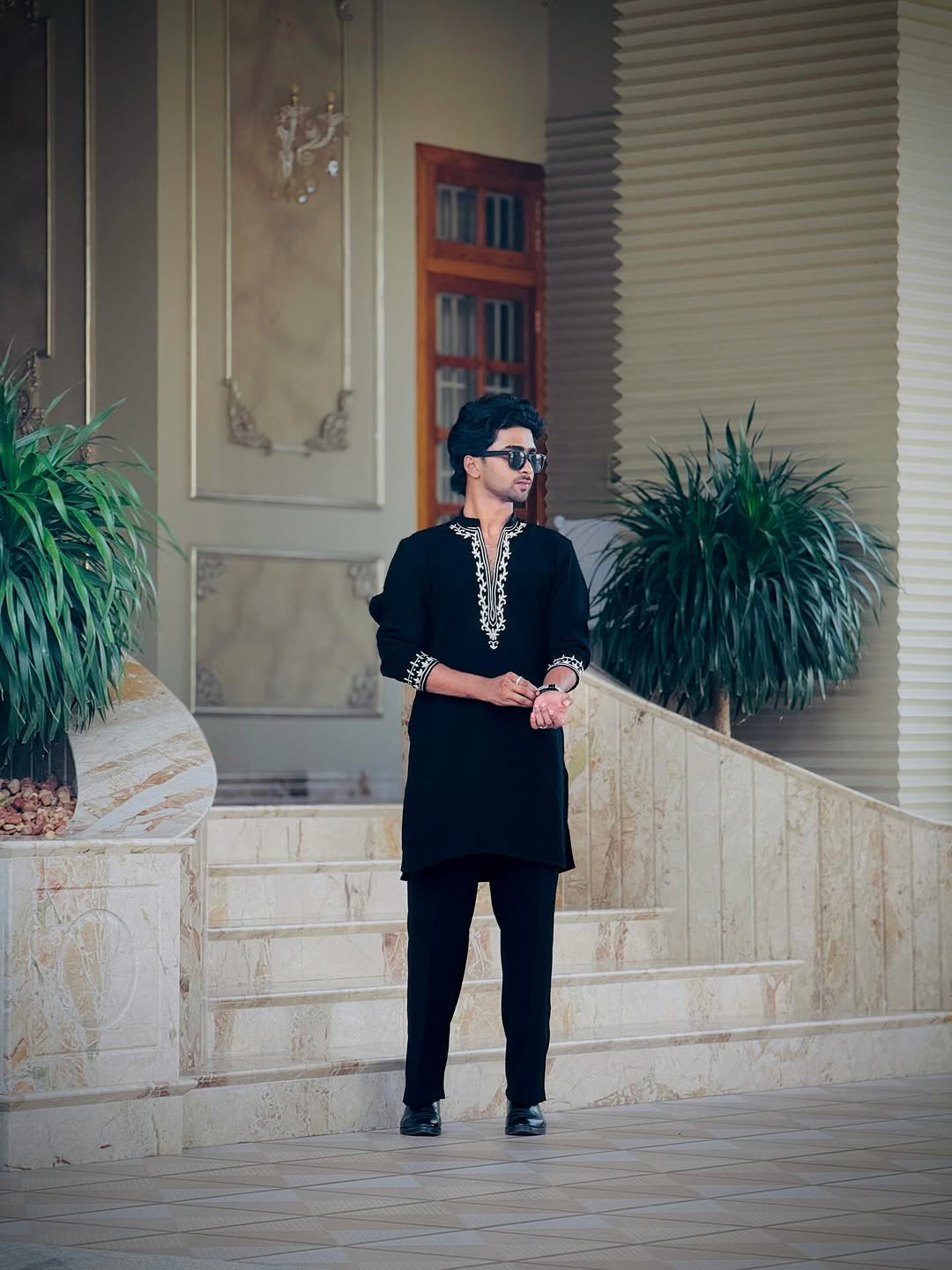 Regal Black Embroidered Kurta Set for Men